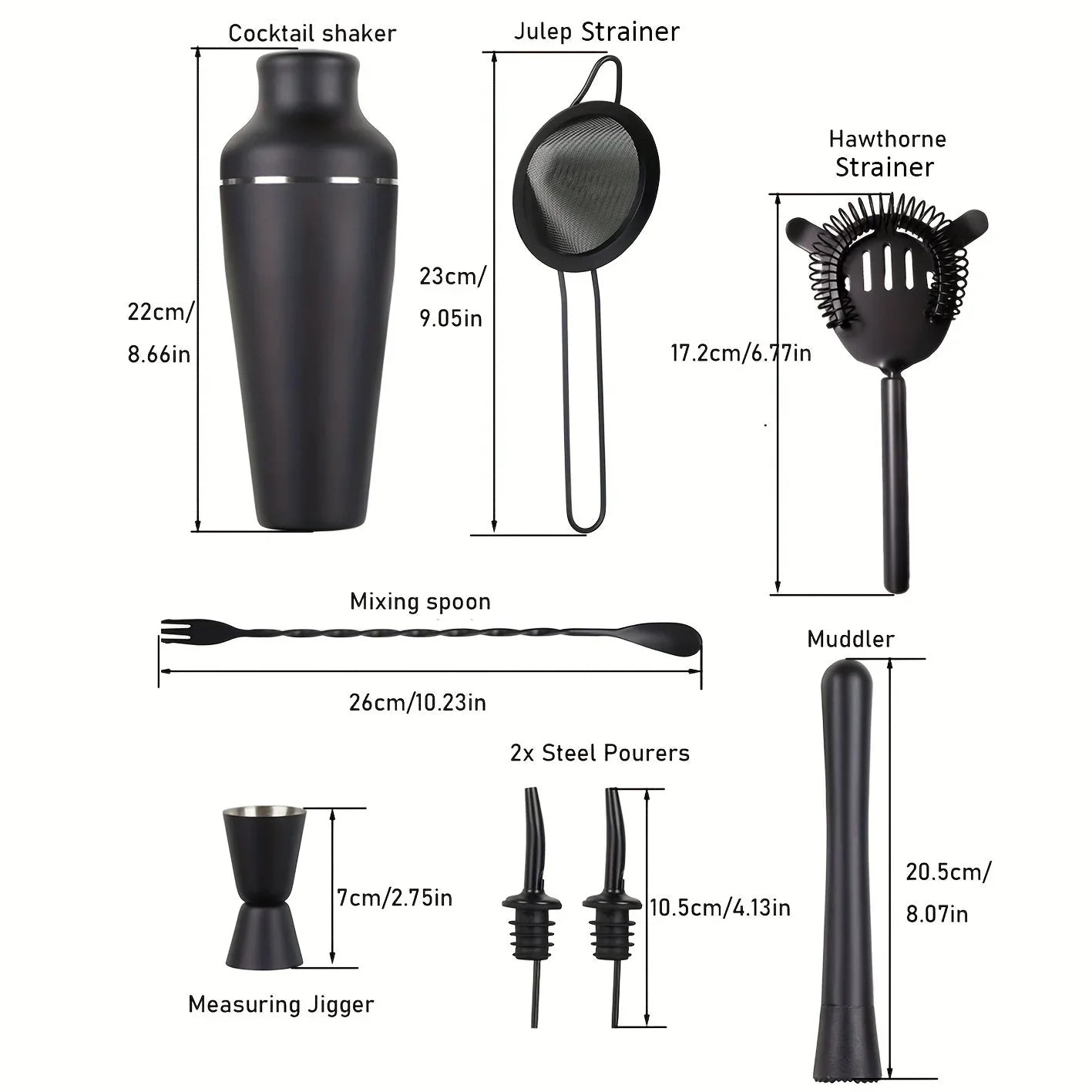 Stainless Steel Professional Cocktail Set – Complete Bartender Kit for Perfectly Crafted Drinks