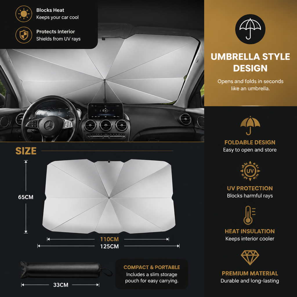Foldable Windshield Sun Shade Umbrella