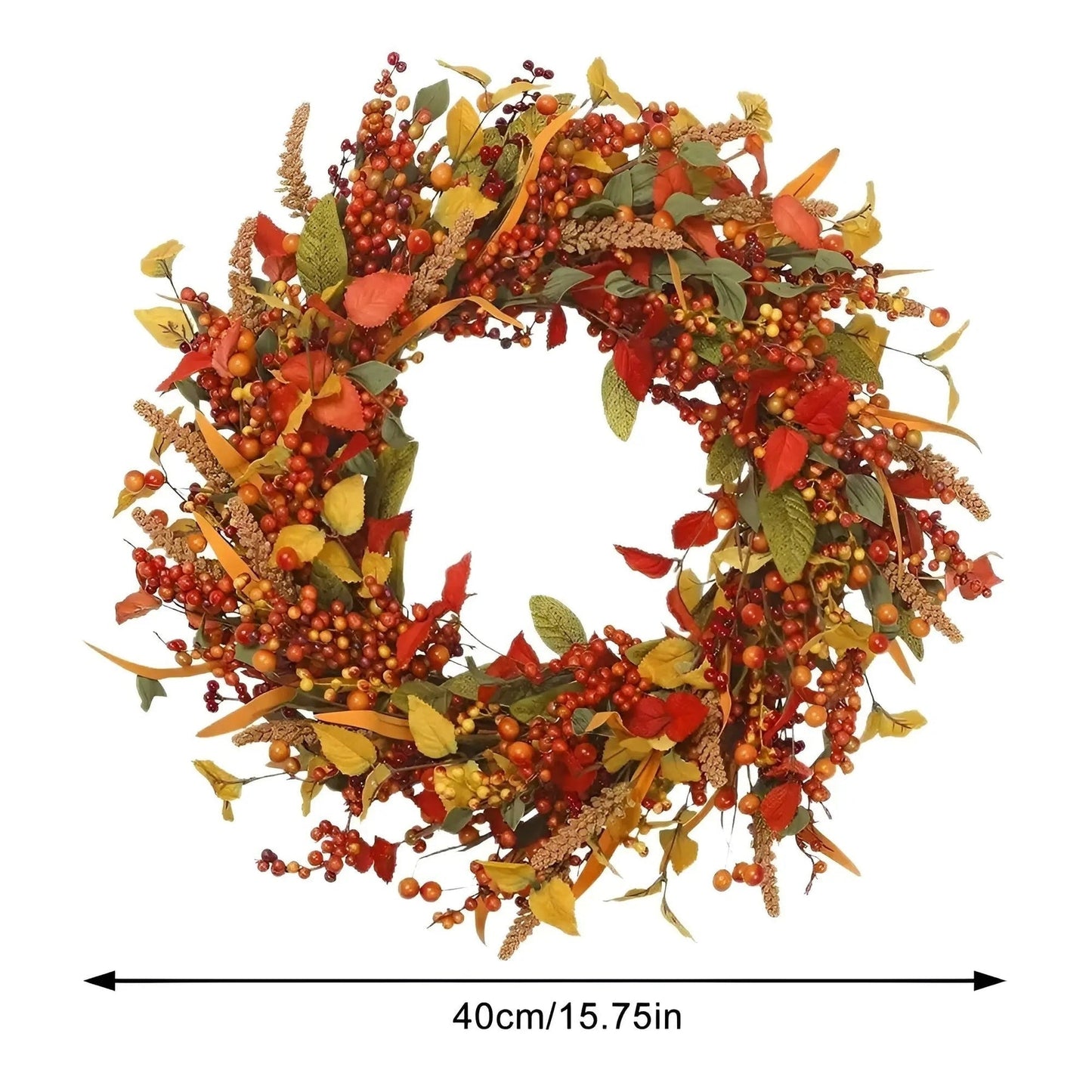 Autumn Rattan Wreath With Berries And Fall Leaves – For Seasonal Home Decor
