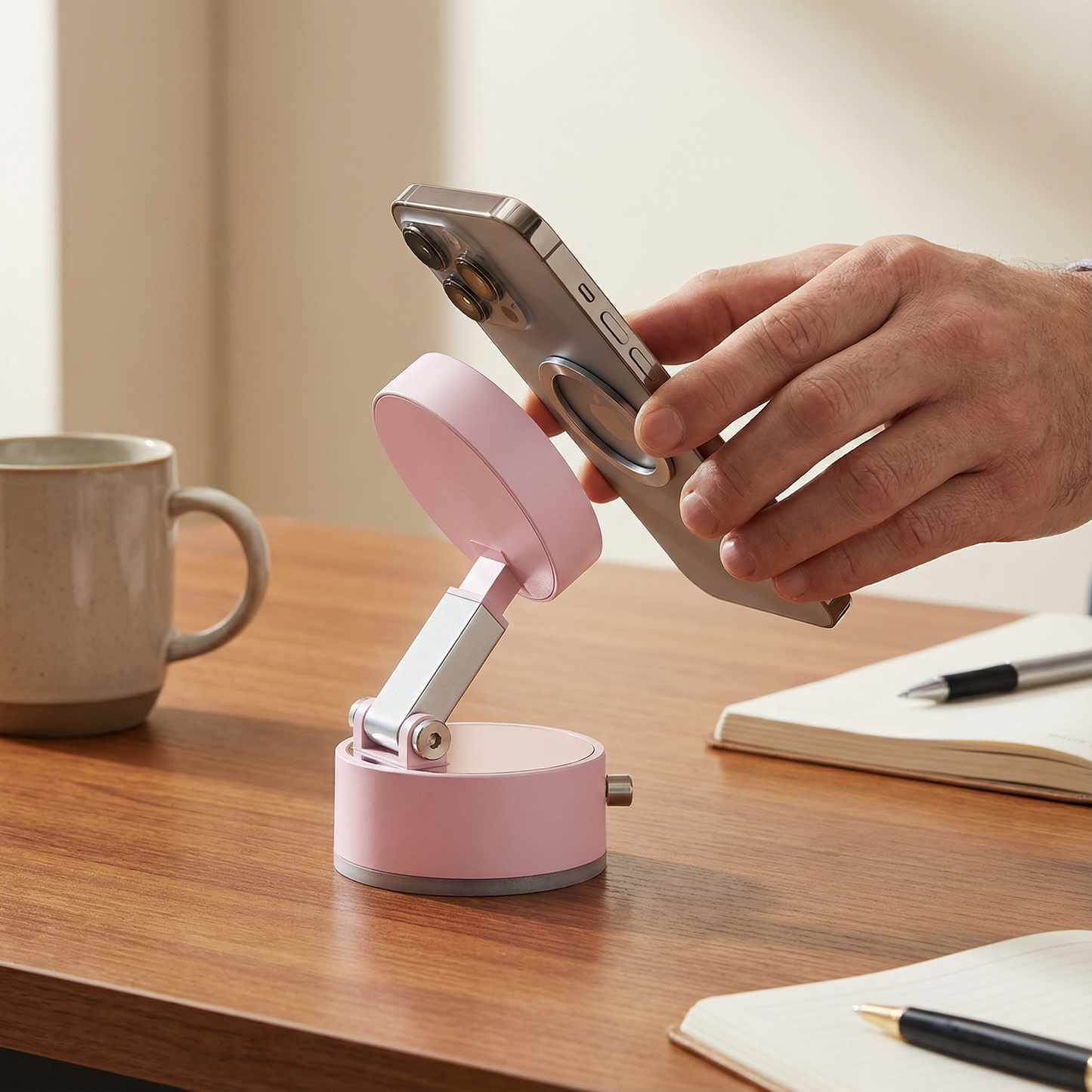 Magnetic Phone Holder with Vacuum Suction Cup – Foldable & Double-Sided, Universal for All Smartphones