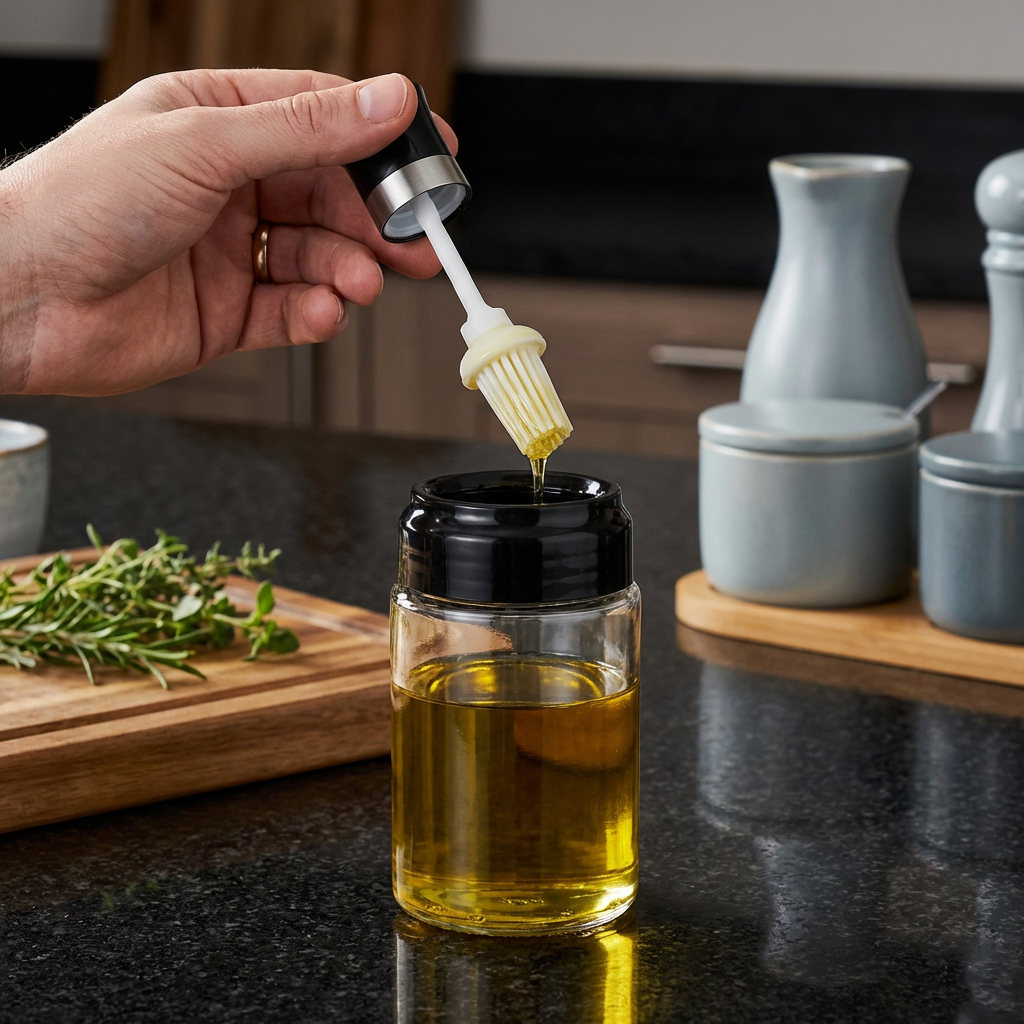 Spice Jar with Spoon & Brush - Practical Kitchen Container with Accessories
