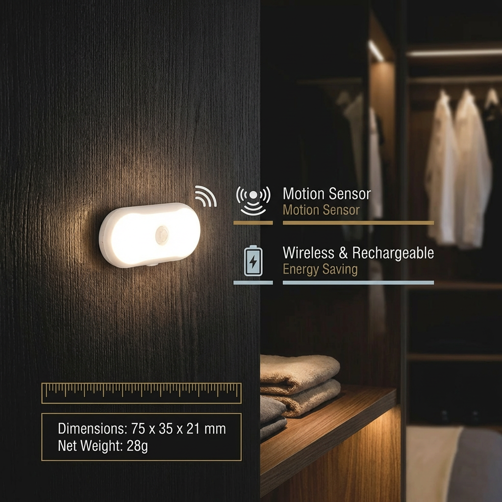 Smart LED Night Light with Motion Sensor – Mini, Wireless & Energy Saving