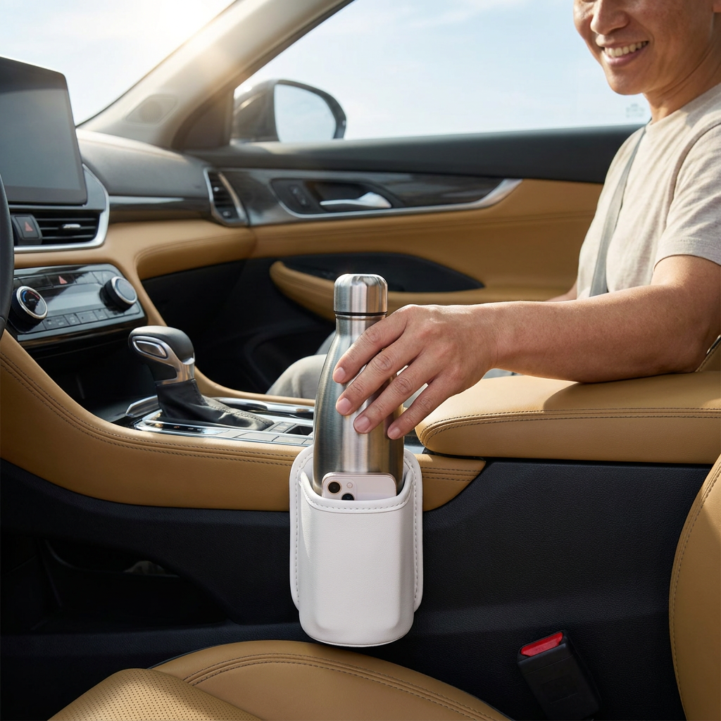 Universal Car Cup Holder & Multi-Purpose Storage Organizer for Bottles and Accessories