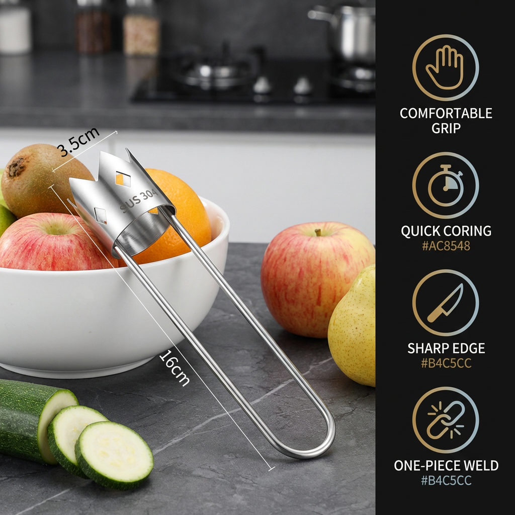 Stainless Steel Fruit Corer – Multifunctional Tool for Easily Removing Cores from Fruits & Vegetables
