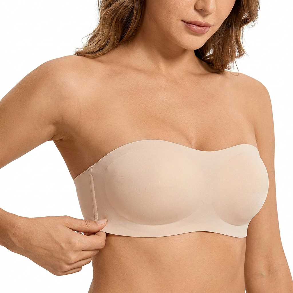 Strapless Bandeau Push-Up Bra – Non-Slip, Supportive & Seamless for Maximum Hold