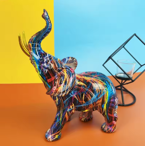 Vibrant Abstract Elephant Figurine