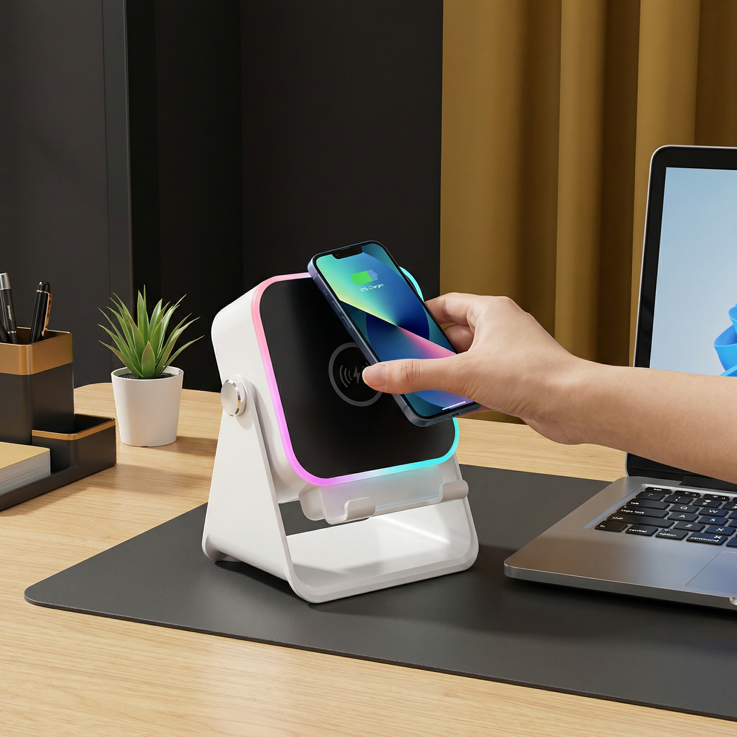 Multifunctional Bluetooth Speaker – With Lighting, Wireless Charging and Adjustable Phone Holder