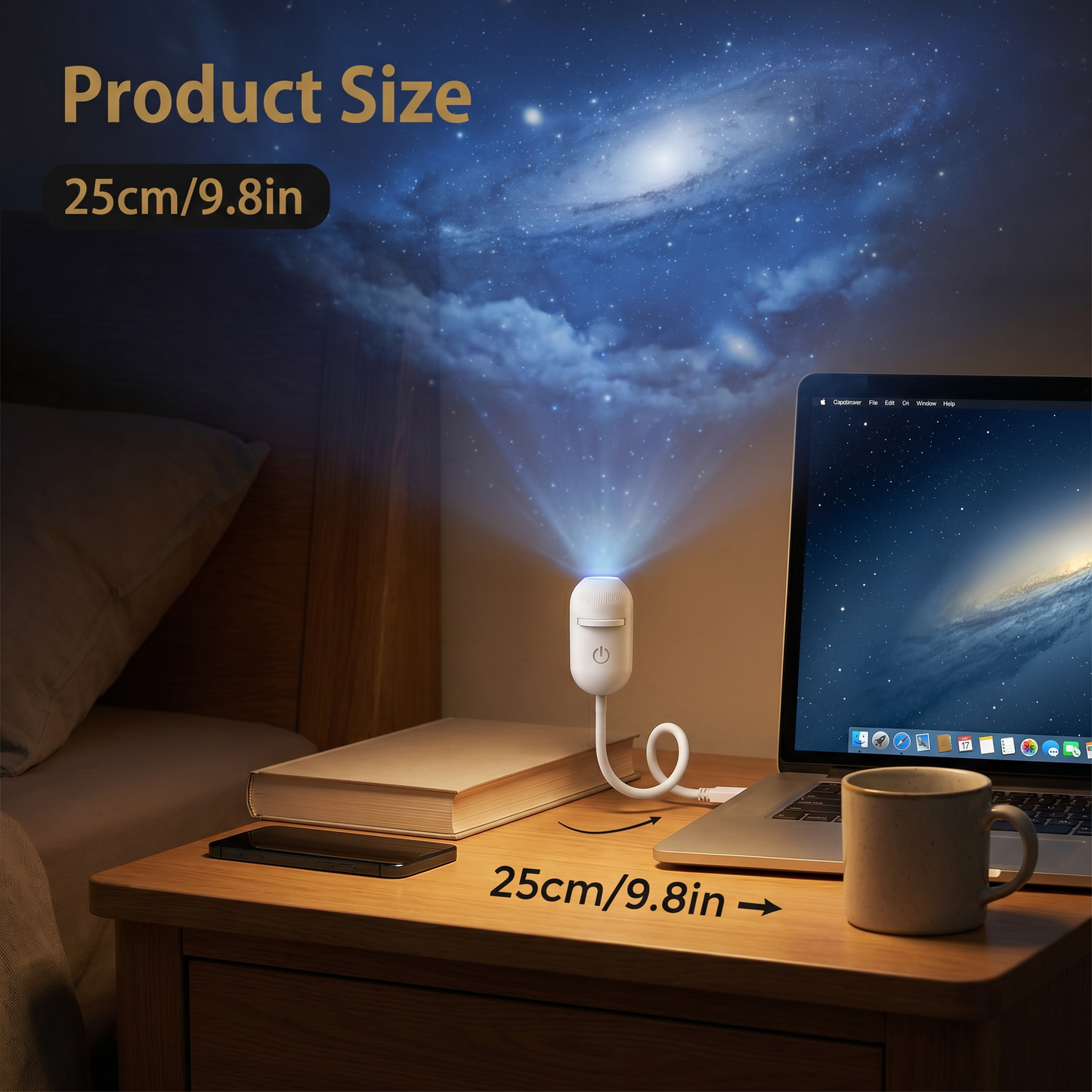 Modern Starry Sky Lamp – USB Mini Projector Night Light for Bedroom & Relaxing Ambience incl. 5 Patterns