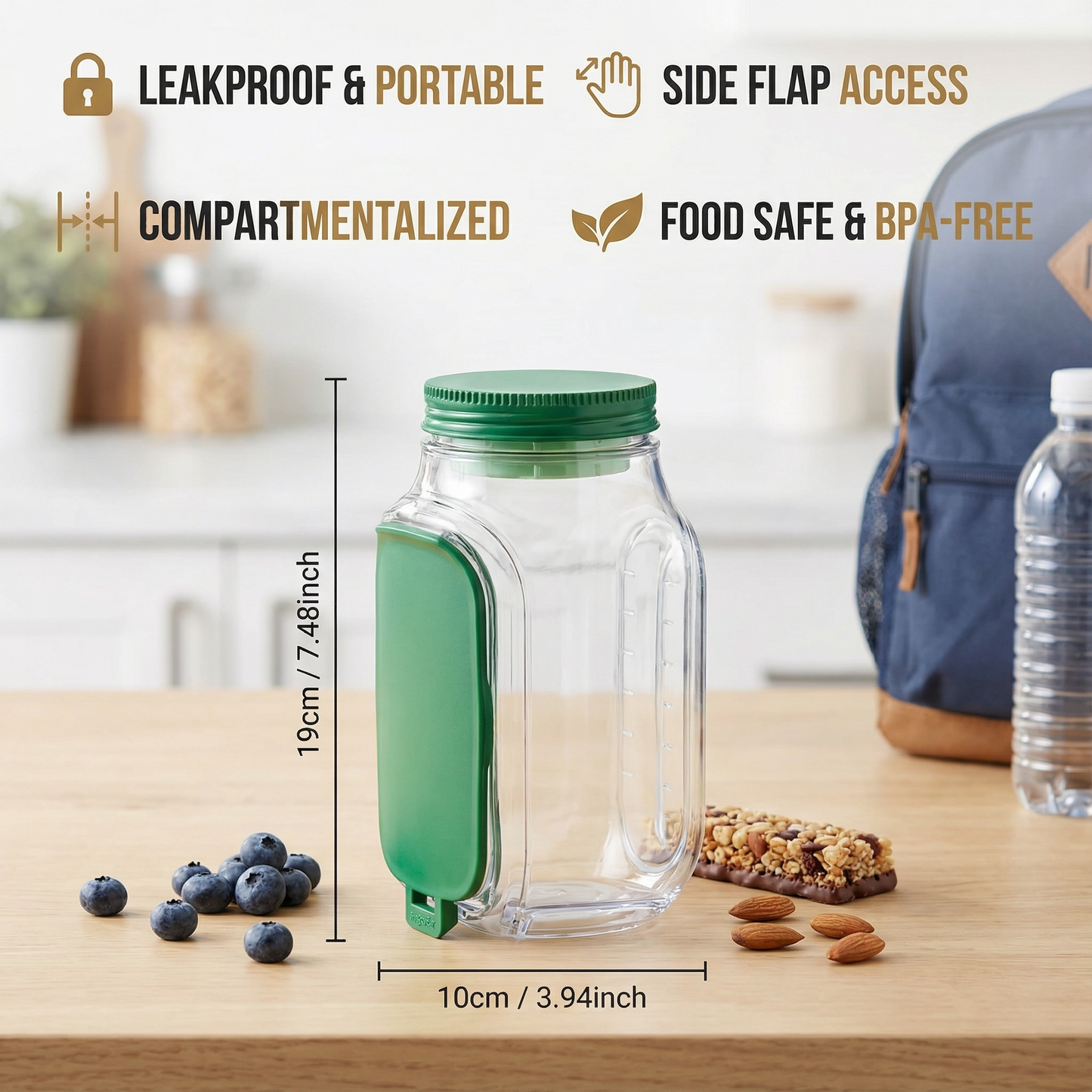 To-Go Snack Box with Side Flap – Leakproof & Portable