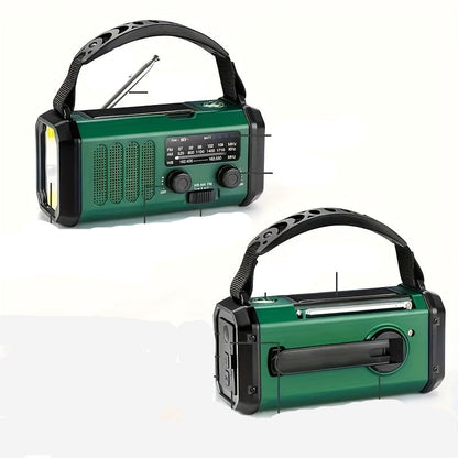 Portable Solar Emergency Radio with Powerbank - Hand Crank Radio and LED Flashlight for Outdoor & Camping