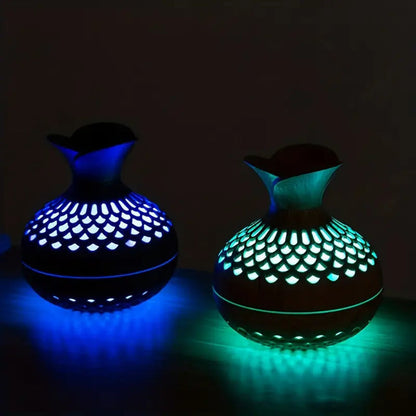 Wooden Aromatherapy Humidifier with LED Diffuser and Night Light for Relaxation
