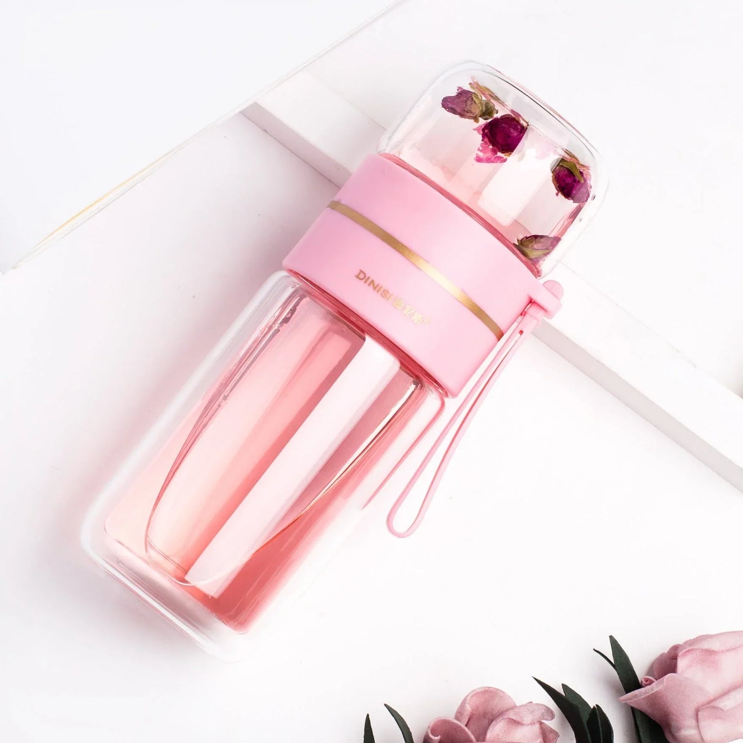 Double-Walled Glass Tea Infuser Bottle with Strainer