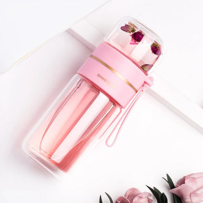 Double-Walled Glass Tea Infuser Bottle with Strainer