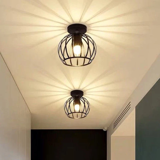 Industrial Loft Ceiling Lamp – Open Cage Pendant Light For Modern Spaces