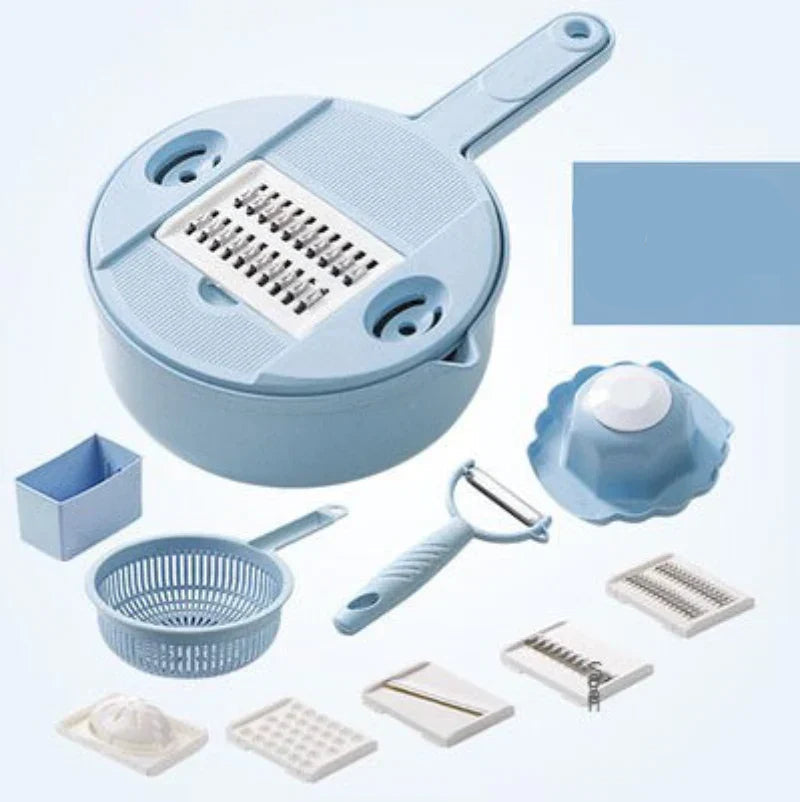 3-in-1 Multifunctional Vegetable Slicer with Sieve – Kitchen Grater for Fruits and Vegetables with Drip Tray
