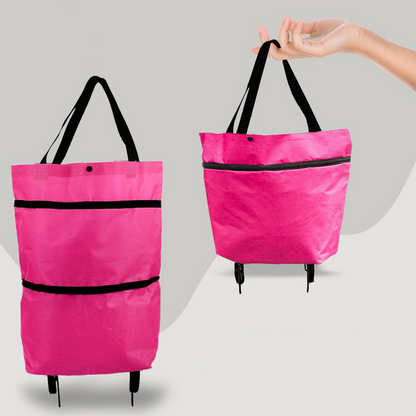 2-in-1 Foldable Shopping Bag with Wheels for Easy Carrying and Storage