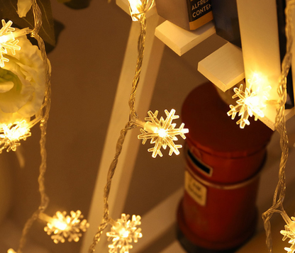 LED Snowflake String Lights for Indoor and Outdoor Decoration – Warm White or Multicolour Lighting