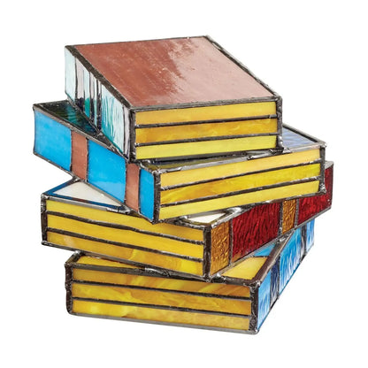 Stained Glass Book Stack Lamp