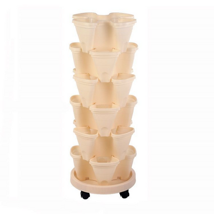 6-Tier Vertical Plant Tower - Space-Saving 3D Flower Display System for Garden