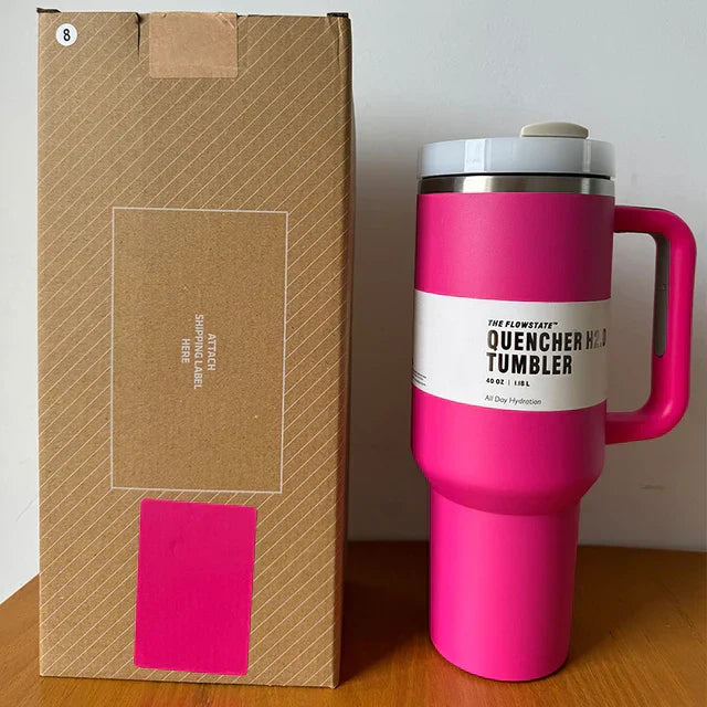 40 Oz Insulated Stainless Steel Travel Mug with Handle, Leakproof Lid & Straw