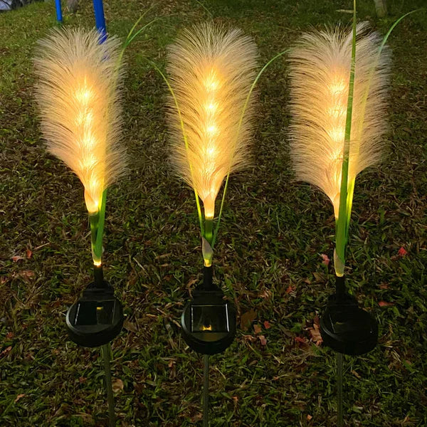 Solar-Powered Rattan Garden Lamp - Outdoor Decorative Lighting In Grass Design