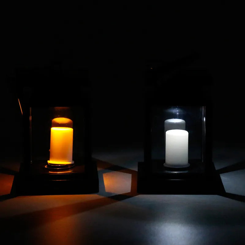 LED Solar Lantern with Candle Effect - Hanging Outdoor Lamp for Garden and Terrace Decoration