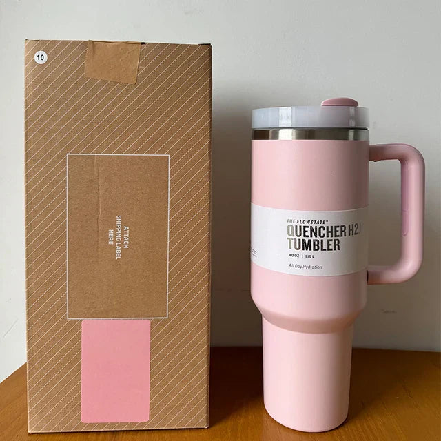 40 Oz Insulated Stainless Steel Travel Mug with Handle, Leakproof Lid & Straw