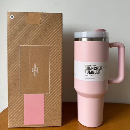 40 Oz Insulated Stainless Steel Travel Mug with Handle, Leakproof Lid & Straw