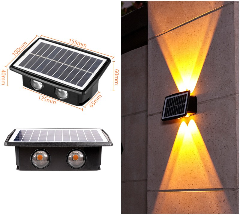 Modern Solar LED Wall Light with Up & Down Lighting Effect – Outdoor Garden and Patio Lighting