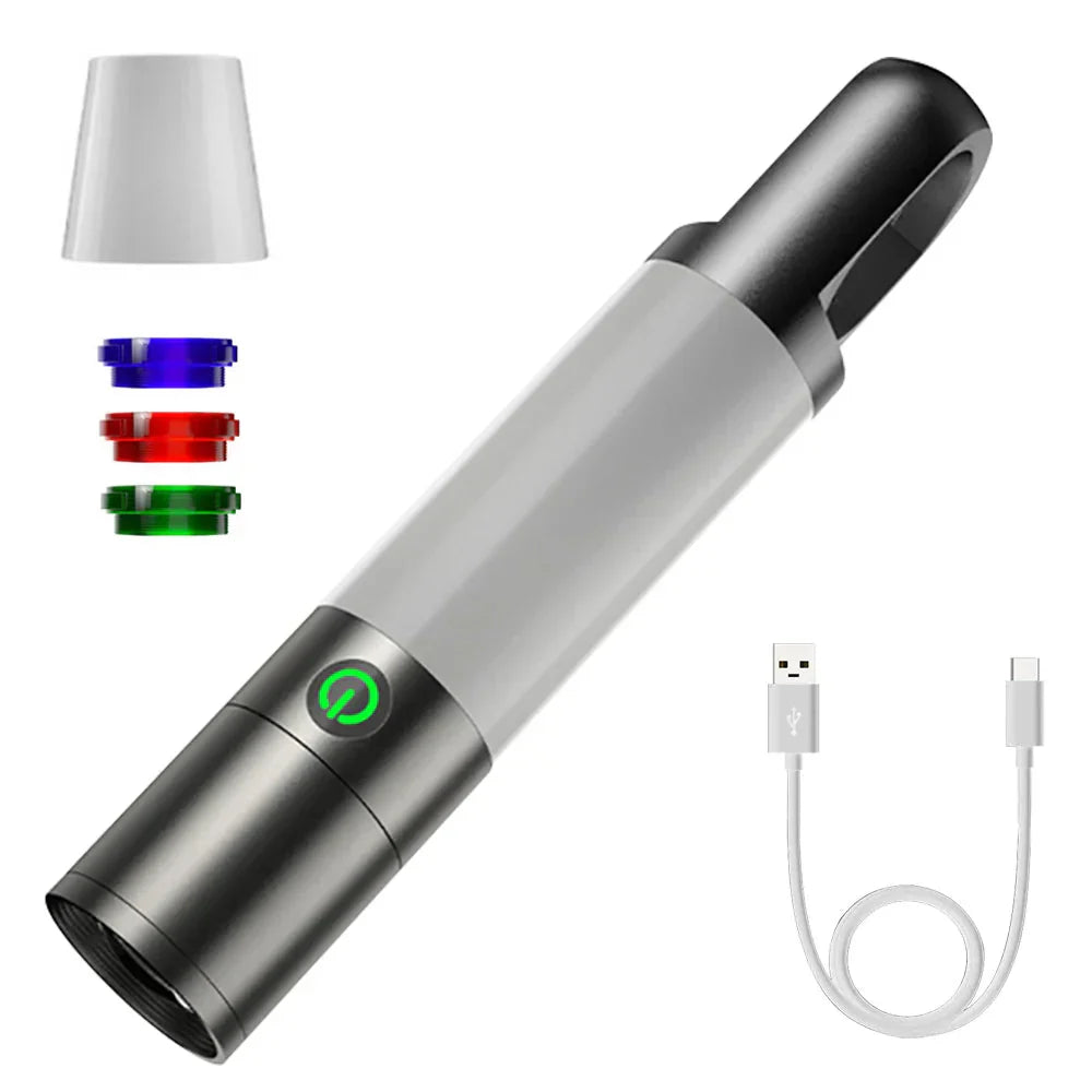 Rechargeable LED Torch with Multi-Color Filters – USB-C Powered Flashl ...