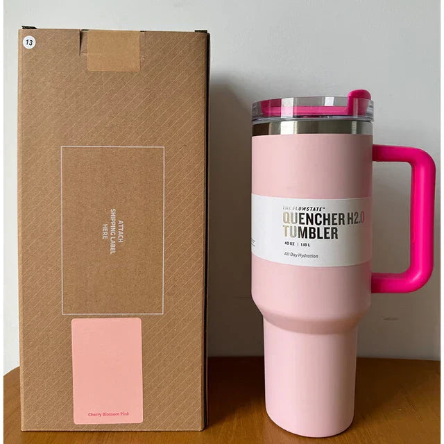 40 Oz Insulated Stainless Steel Travel Mug with Handle, Leakproof Lid & Straw