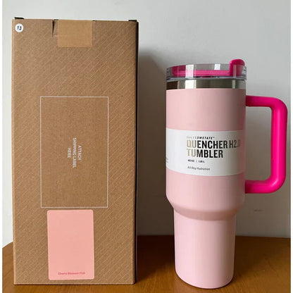 40 Oz Insulated Stainless Steel Travel Mug with Handle, Leakproof Lid & Straw