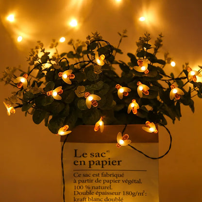 Solar LED Bee Fairy Lights - Decorative Outdoor Lighting for Garden and Patio