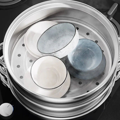 Premium 3-Tier Stainless Steel Steamer with Glass Lid and Durable Handles – Ideal for Steaming and Cooking