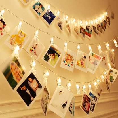 LED Photo Clip String Lights with Battery Power – Colour-Changing Lights for Displaying Photos and Decoration
