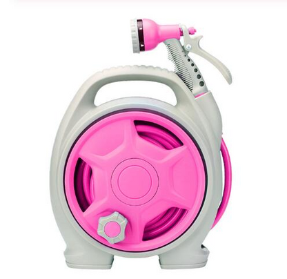 Compact Garden Hose Reel with Spray Nozzle – Convenient Watering Solution for Outdoors