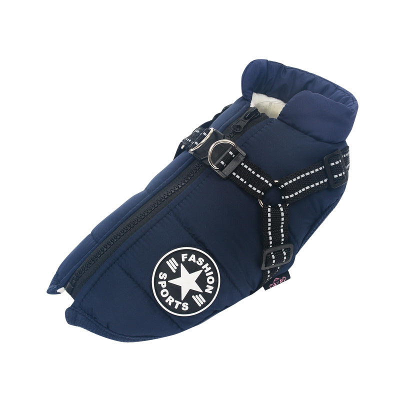 Wind- and Waterproof Jacket for Dogs with Harness