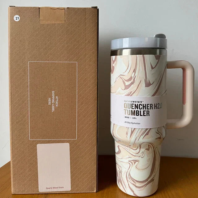 40 Oz Insulated Stainless Steel Travel Mug with Handle, Leakproof Lid & Straw