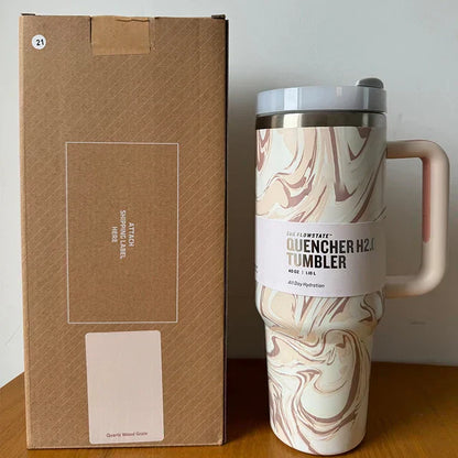 40 Oz Insulated Stainless Steel Travel Mug with Handle, Leakproof Lid & Straw