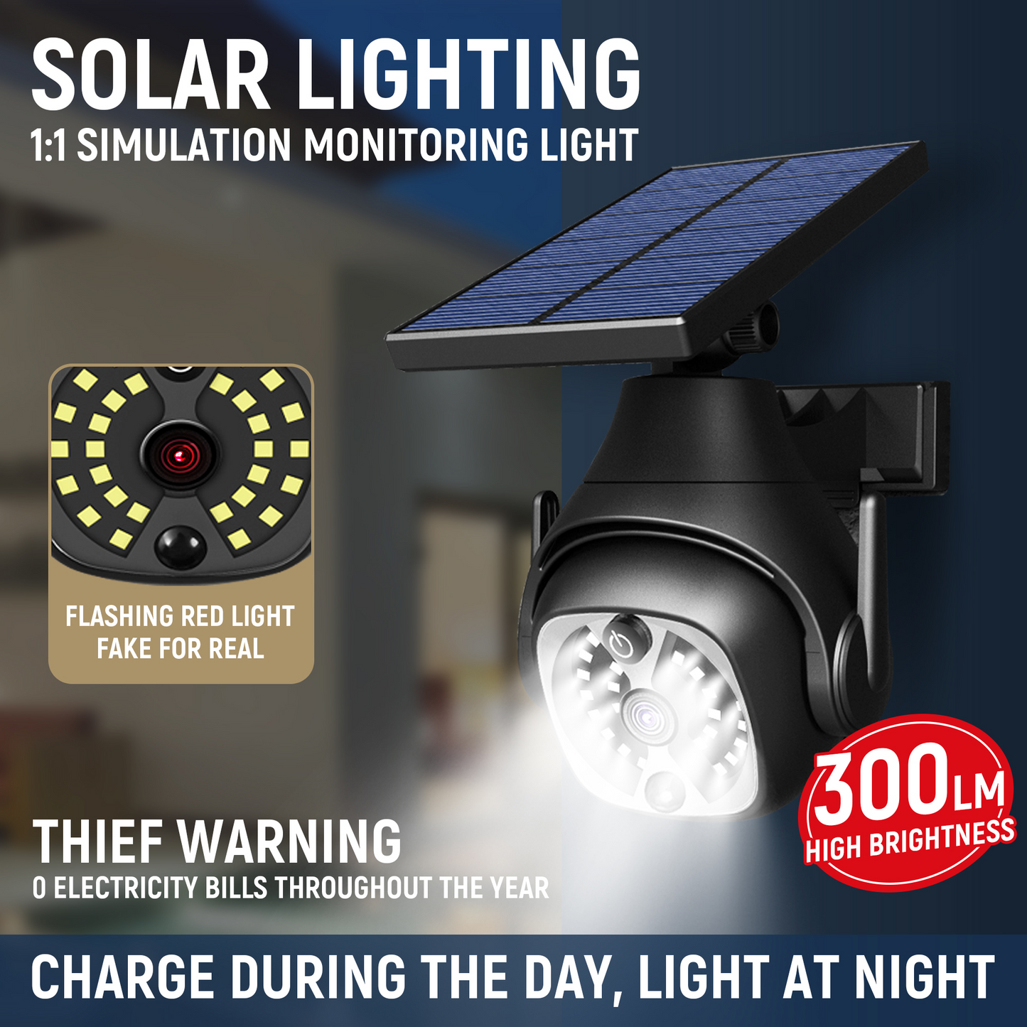 Solar LED Security Light with Motion Sensor and Fake Camera