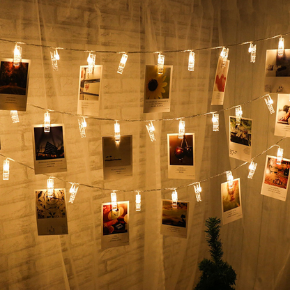 LED Photo Clip String Lights with Battery Power – Colour-Changing Lights for Displaying Photos and Decoration