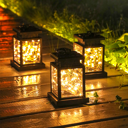 Solar LED Lantern with Hanging Clip and Light Wire – Waterproof Outdoor Lighting for Patio and Balcony