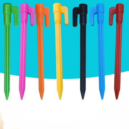 Durable Plastic Tent Pegs with Hooks - Heavy-Duty Pegs for Tarps and Camping