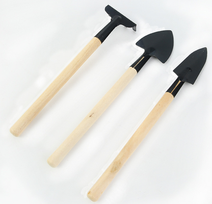 3-Piece Gardening Tool Kit with Wooden Handles – Shovel, Rake, and Hoe for Yard Care