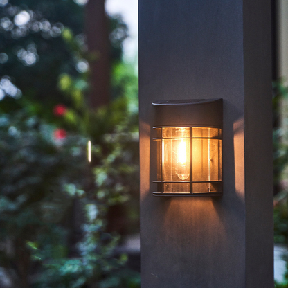 Weatherproof LED Outdoor Wall Light – Glass and Grille Design for Patio & Balcony