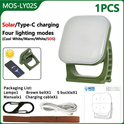 80W LED Solar-Powered Rechargeable Camping Lamp With Magnet And Zoom Feature