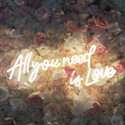 LED Neon Sign 'Love is All You Need' – Decorative Wall Light for Indoor Spaces