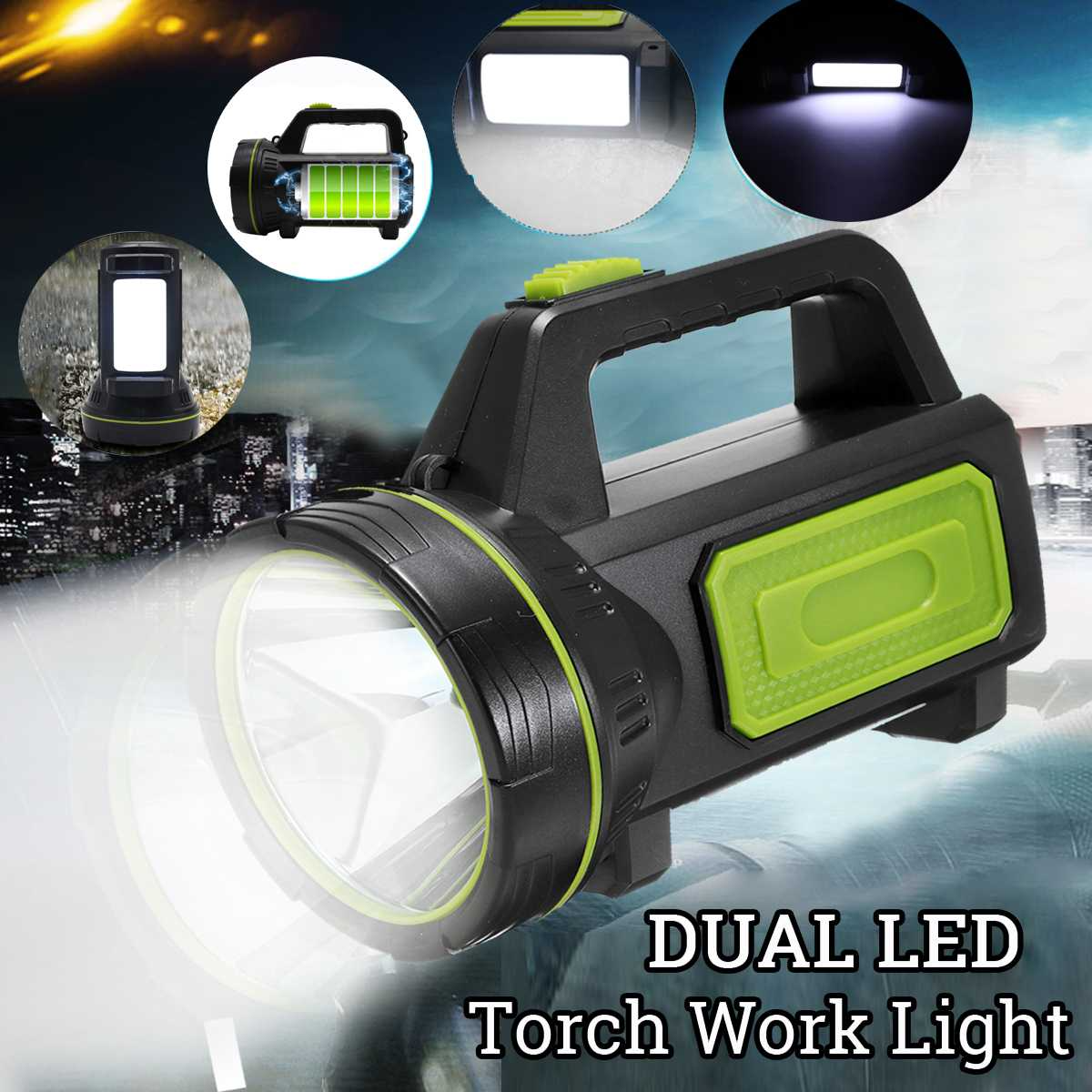 LED Work Torch with Side Light – Portable Camping and Emergency Lamp
