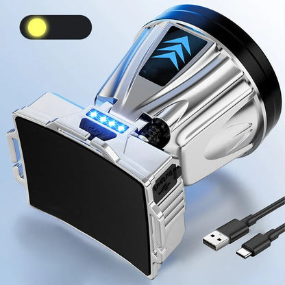 Ultra-Bright Wide-Beam LED Headlamp with USB Charging and Power Bank Feature