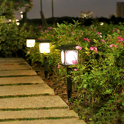 Solar LED Garden Light – Large Square Lamp with Warm Glow and Dual Functionality